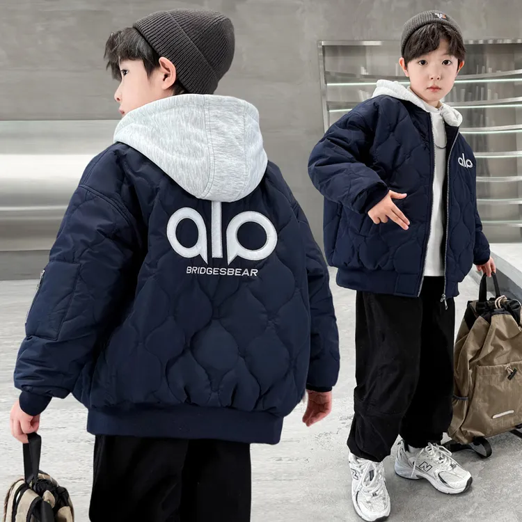 男童棉服冬款棉衣加棉加厚2025新款冬季棒球服中大童儿童男孩冬装