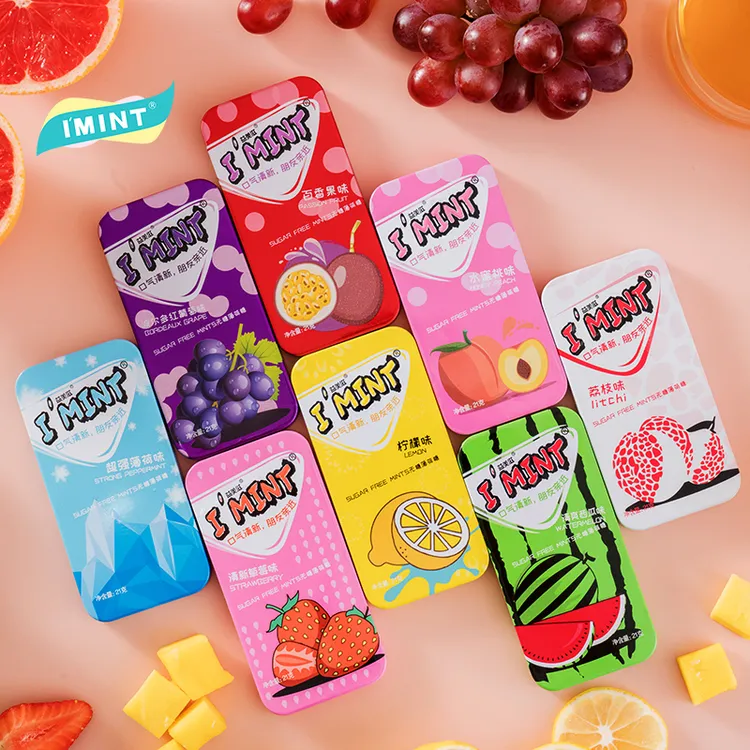 长盒无糖薄荷糖果味压片糖果清新口气社交约多口味零食糖果