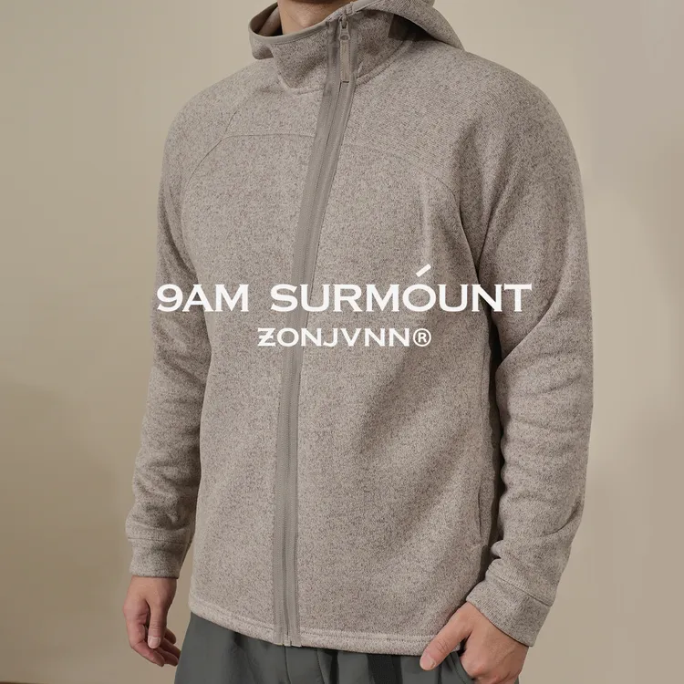 ZONJVNN抓绒连帽开衫外套立领斜拉链蓄热保暖长袖户外休闲百搭男
