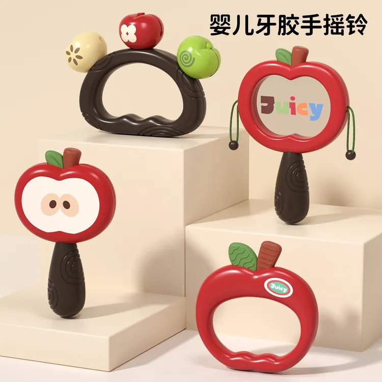 婴幼儿拨浪鼓可啃咬新生儿玩具小月龄益智宝宝儿童早教硅胶手摇铃