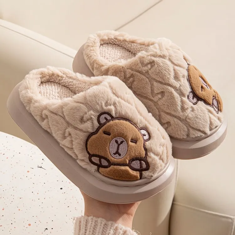 卡皮巴拉儿童棉拖鞋男童秋冬2025新款室内女童家居鞋男宝宝拖鞋冬