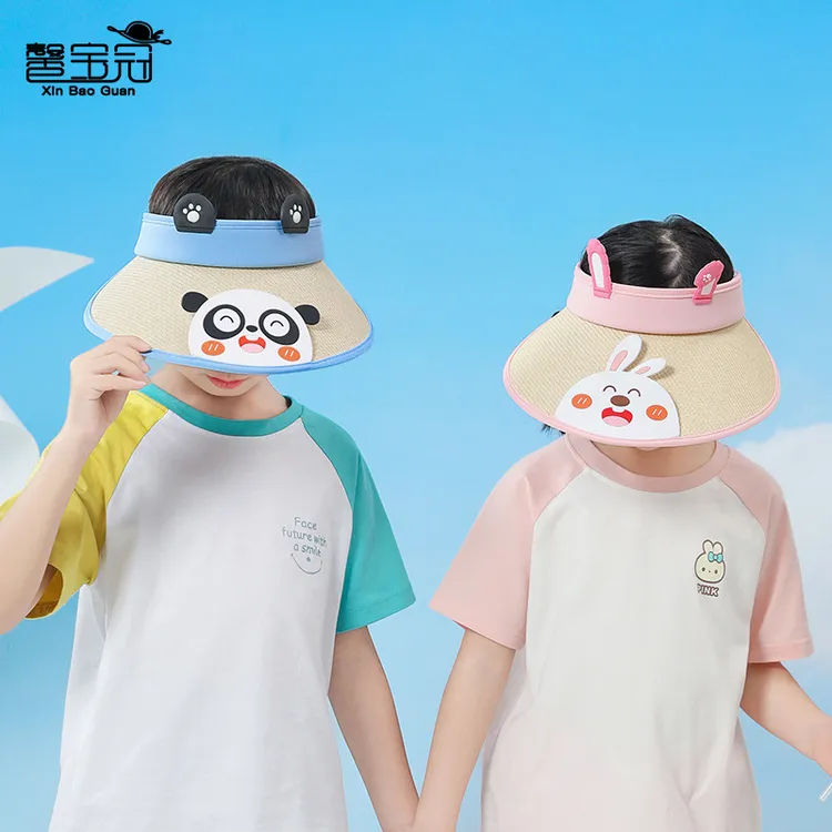 1110新款帽子夏季男女宝宝遮阳帽户外卡通动物大檐空顶帽