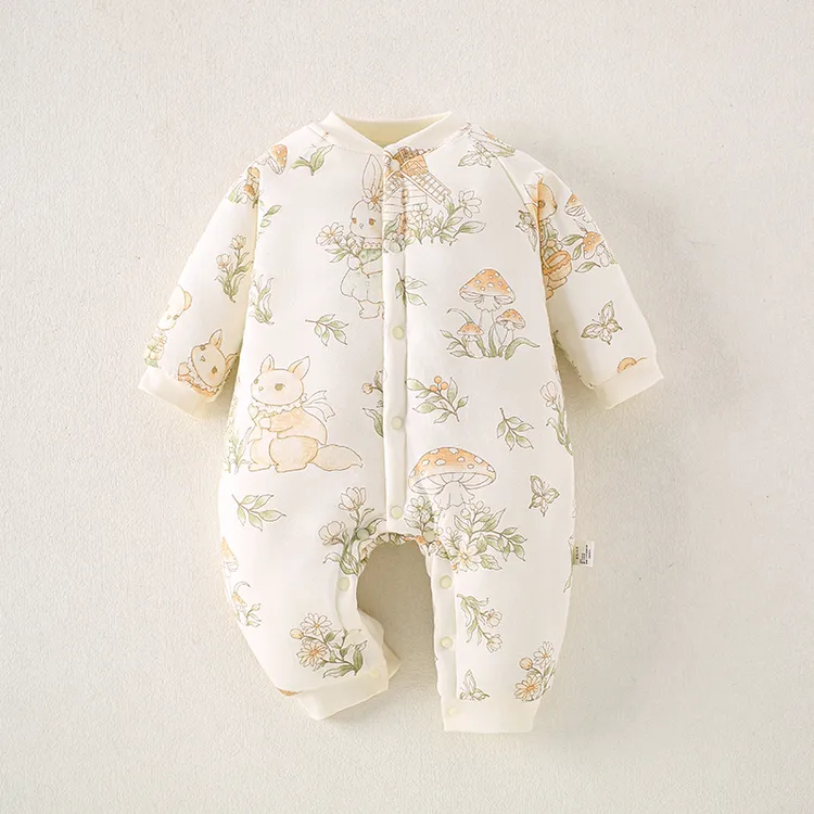 婴儿衣服秋冬季夹棉连体衣婴幼儿宝宝冬装男宝保暖外出服加厚棉衣