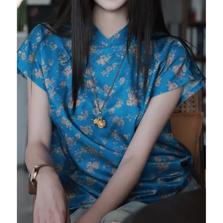 【小金花】BK78025103春夏穿搭款小金花仙气立领上衣中国风