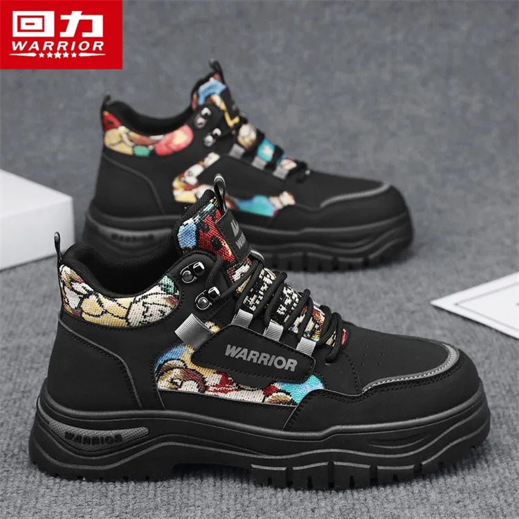 回力男鞋马丁靴冬季2025新款运动高帮工装防滑户外登山机车骑行靴