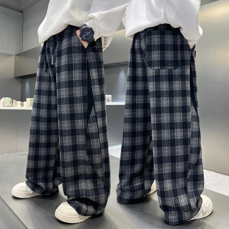 男童裤子格子长裤春秋款2025新款儿童秋装休闲裤中大童男孩秋季潮
