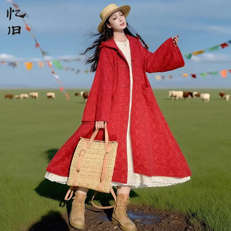 【玖月】两色重磅棉麻刺绣风衣2025年秋季新款女复古文艺风百搭外套