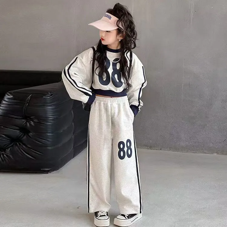 儿童卫衣春秋款撞色运动套装2025新款休闲时尚洋气卫衣两件套宝宝