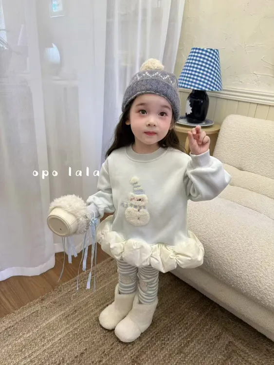  opolala·25深秋~雪人花边加厚卫衣打底裤套装77015。77112（汉服）