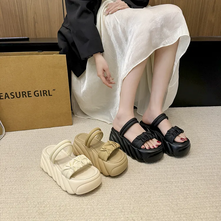 法式不累脚厚底拖鞋女夏季新款外穿增高凉鞋小个子两穿洋气凉拖鞋