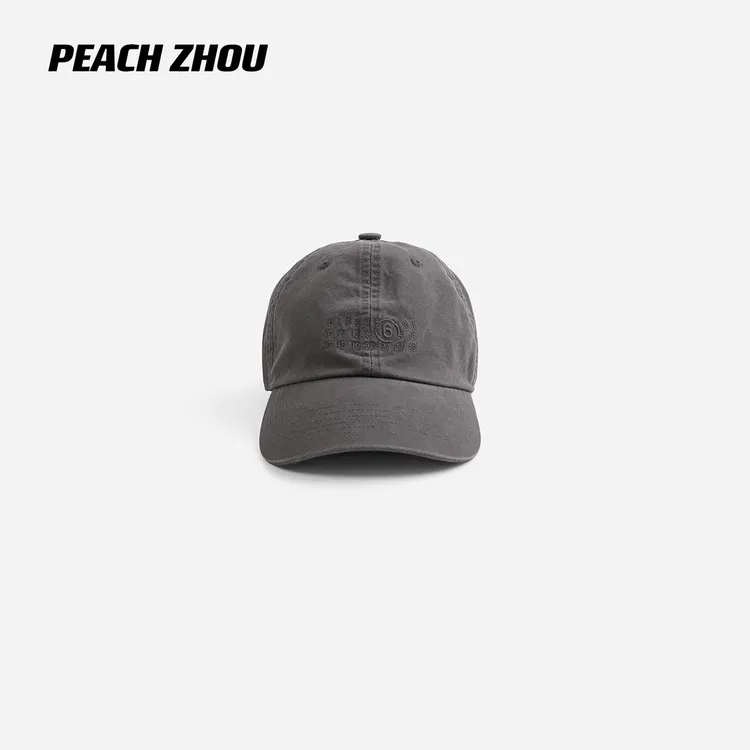 『PEACHZHOU』水洗日历数字刺绣鸭舌帽美式复古休闲洋气百搭棒球棒