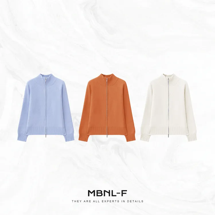 MBNL-F“蜜意松弛” 100%羊毛密织高领毛衣开衫 秦磊XM-XMY2682