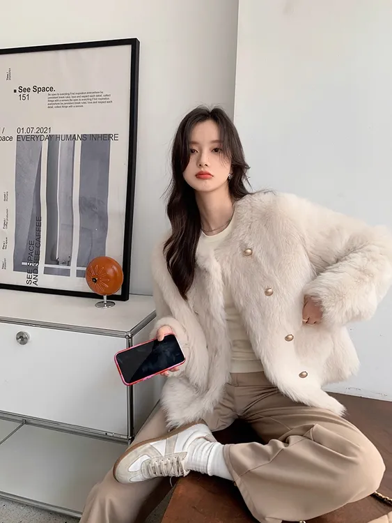 AMYSURE FUR[【月光典藏】韩系智女穿搭！小个子秋冬外套#J24013