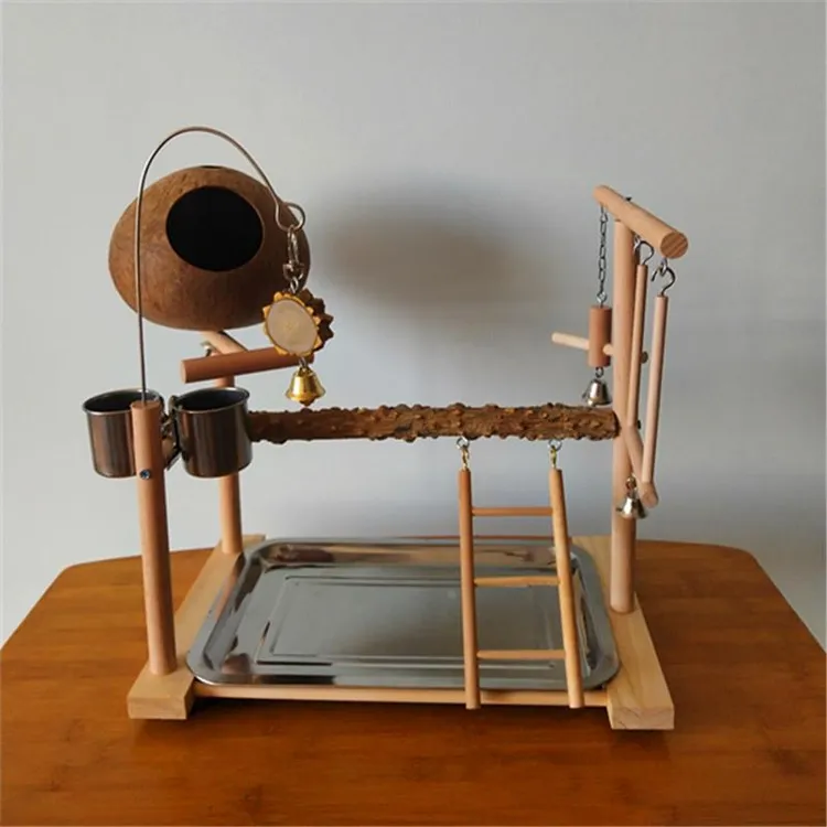 牡丹 虎皮鹦鹉站架花椒木杆互动训练游乐场椰壳鸟窝笼子鸟架用品