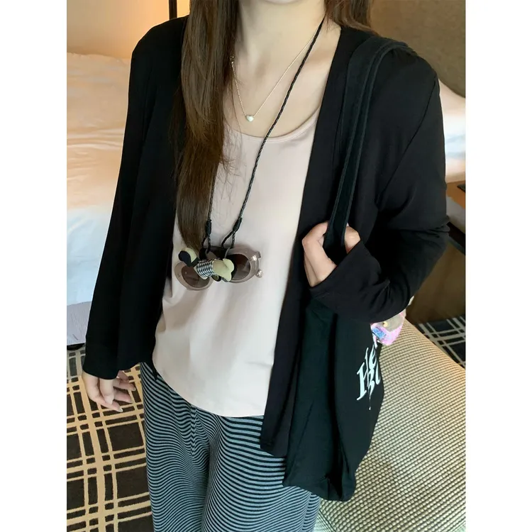 现货1055X大婉酱千千微胖定制【修容衫】假两件拼接t恤秋季薄款长袖