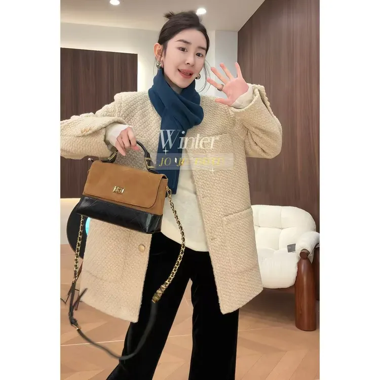 玖了个玖【圈圈毛羽绒小香】2025冬季新款百搭宽松外套 2510C7400