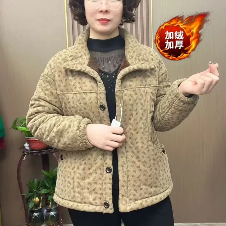 2025秋冬加绒加厚宽松版棉服时尚百搭休闲洋气上衣不挑年龄