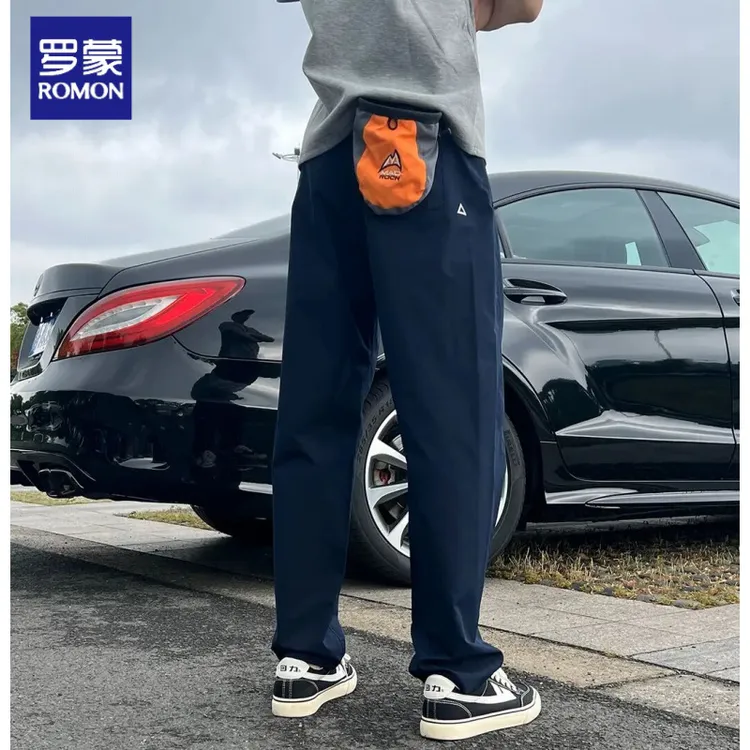 罗蒙夏季新款日系中性风复古凉感锥形工装长裤男女同款轻薄透气休