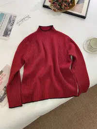 【女王洛克】韩版休闲舒适半高领针织衫冬款休闲减龄毛衣LK82817