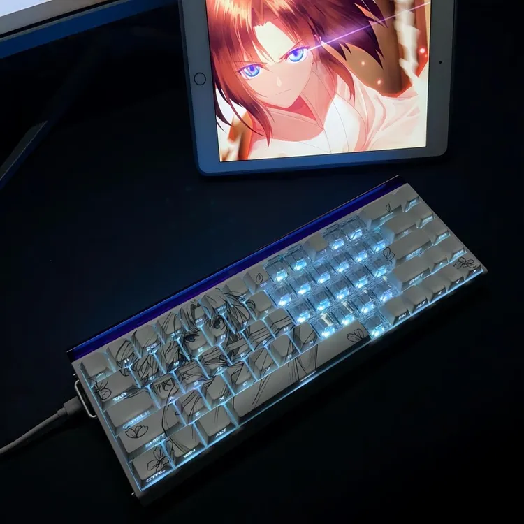 式2.0键帽侧刻字符透光适配ace68 x87 醉鹿a75 迈从jet75 65 87等