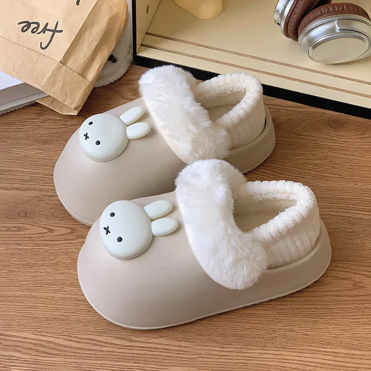 可爱米菲兔棉拖鞋女冬季外穿防滑防水保暖室内居家全包跟棉鞋秋千