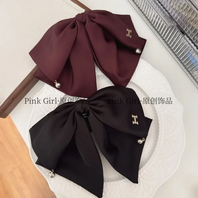 Pink Girl  Z160抓夹女高级缎带发夹饰品优雅法式夹子百搭简约