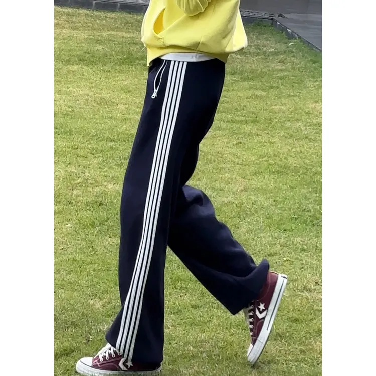 【胡洛一】秋冬百搭松紧腰侧条纹校服裤直筒户外休闲裤CK339
