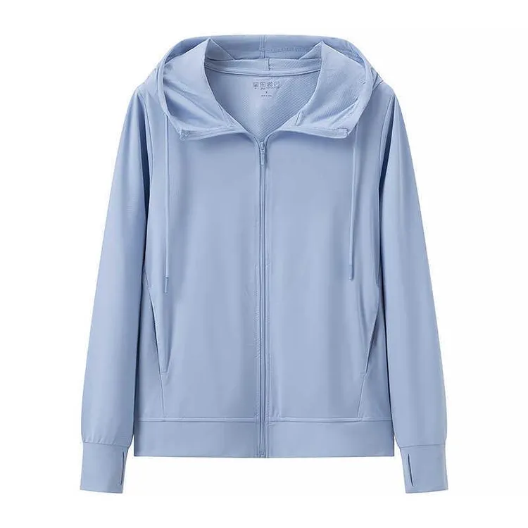 优质女装2025夏季新款连帽防晒衣防紫外线透气网眼拉链长袖外套