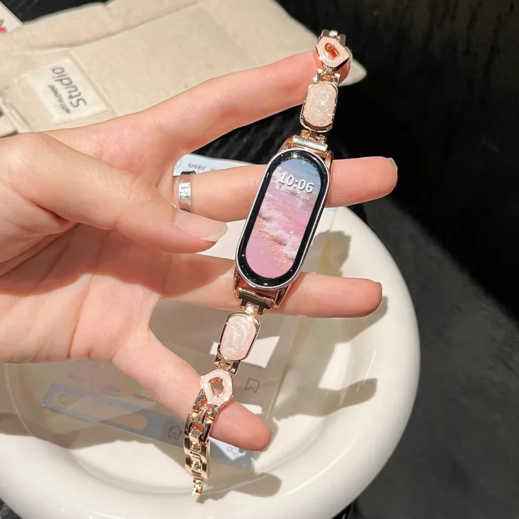 适用小米手环9表带鎏金10腕带金属8轻奢7保护壳6套543手链条女款