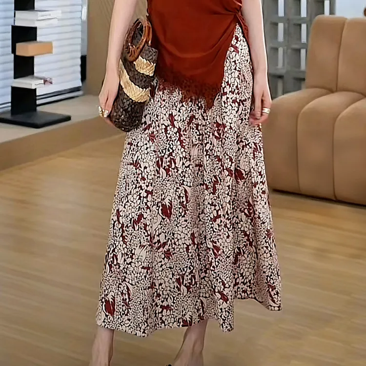 HELAAOMI “棉100% 明星同款”松紧高腰碎花裙半身裙CY5BB71620