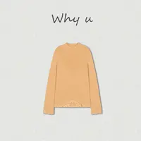 WHY U-25AW秋冬极简半高领下摆袖口镂空花边针织衫上衣【淡语】