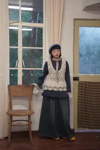 XH#8809#日系波点花边长袖  FL