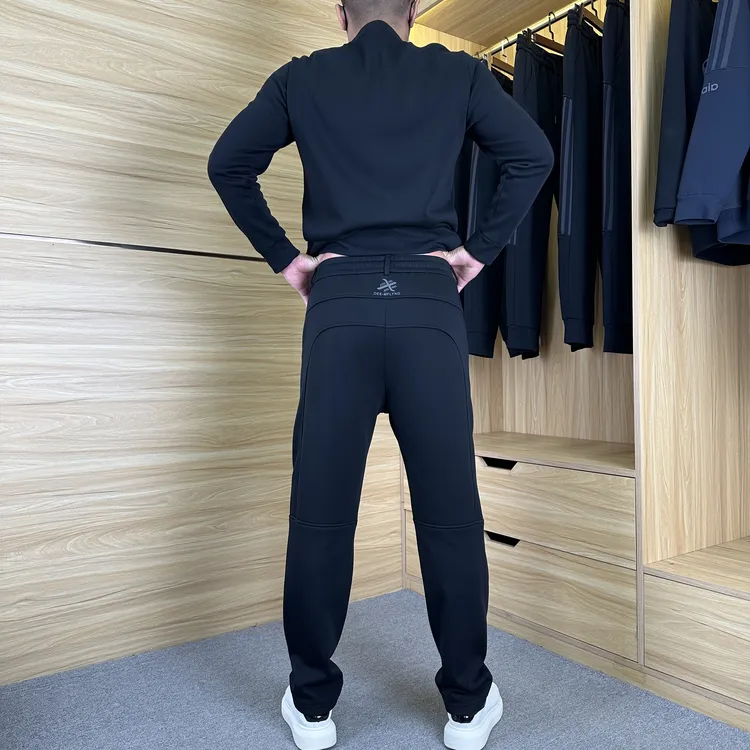 A902秋冬男士加绒套装圆领套头百搭舒适运动休闲套装简约男装