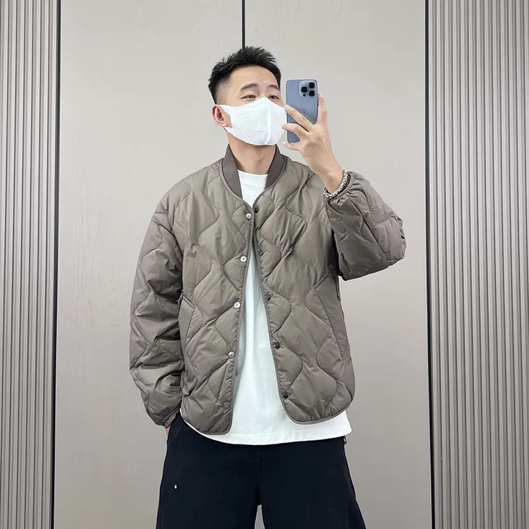 梅一天日系复古棒球领轻薄款舒适羽绒服男2025冬新款休闲保暖外套