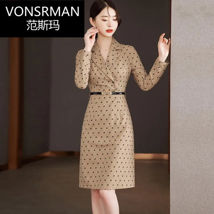 Vonsrman法式西装连衣裙女春秋2025年新款女装职业正式场合高级感