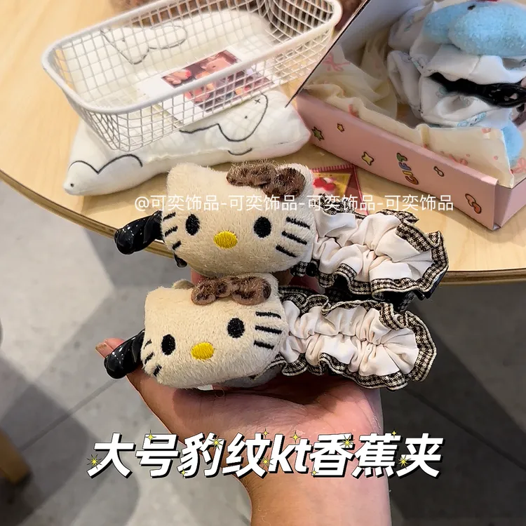 卡通风豹纹kt风女香蕉夹简约风发夹简约头饰发卡甜美高马尾神器