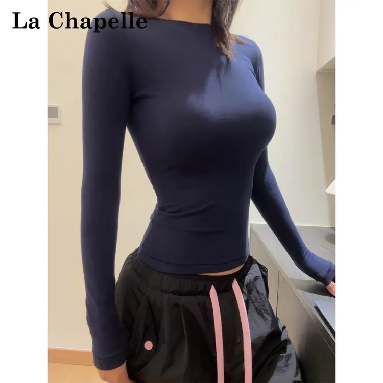 La Chapelle/拉夏贝尔加绒修身上衣秋冬紧身显瘦打底衫内搭长袖女