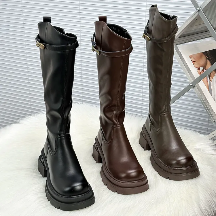 保暖搭子长筒靴2025新款冬显瘦增高厚底筒长靴骑士靴子时尚LD2068