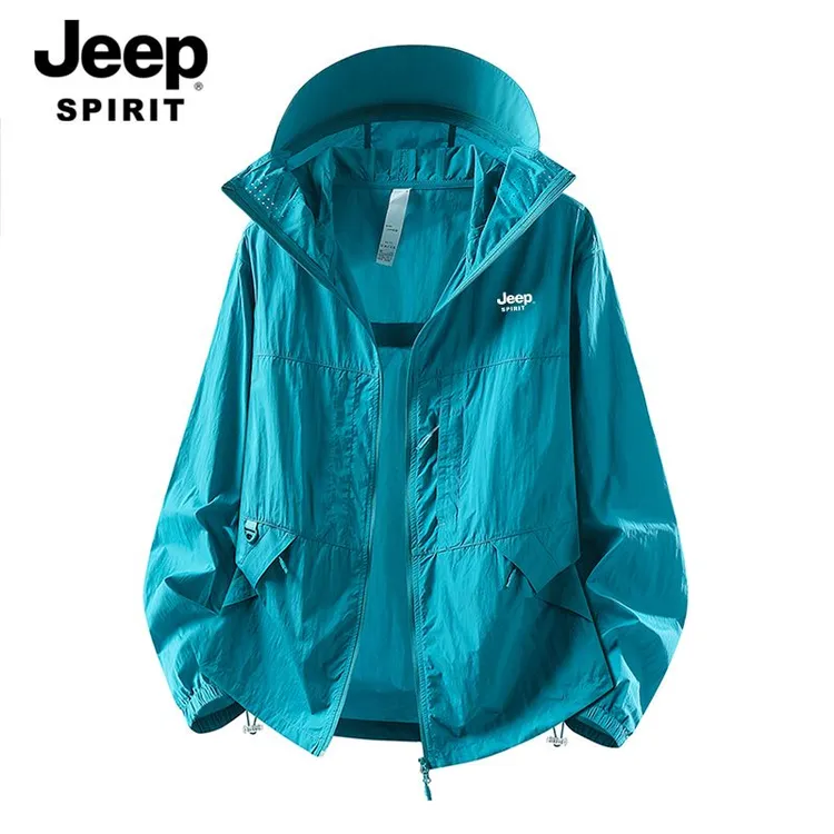 吉普JEEPSPIRIT防晒衣夏季跑步瑜伽连帽上衣轻薄冰丝凉感运动外套