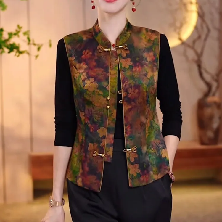 优雅时尚新中式国风背心马甲2025春季新款收腰显瘦阔太太时髦服装