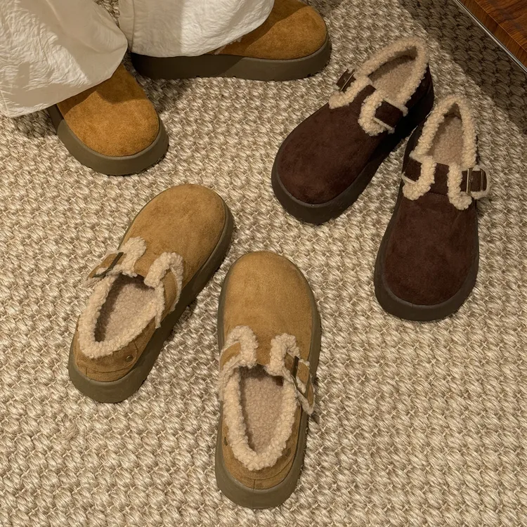 贾不假复古加绒保暖棉鞋女2025新款秋冬百搭爆款厚底雪地靴小个子