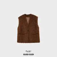 GUIDI GUDI【风递清芬】轻奢感时尚气质休闲马甲外套/黄加蓝  