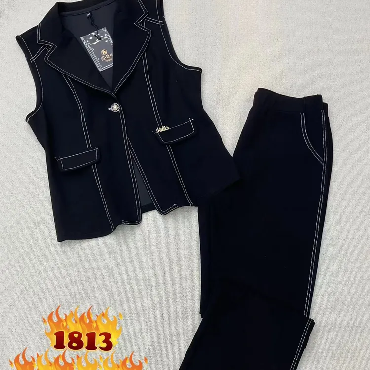 【十姐妹推荐】2025秋冬新款翻领马甲长裤套装减龄休闲气质百搭套装