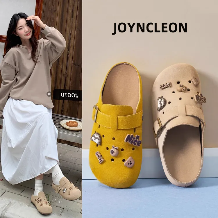 JOYNCLEON/婧麒穆勒鞋女2025秋季爆款厚底拖鞋女鞋外穿勃肯鞋新款
