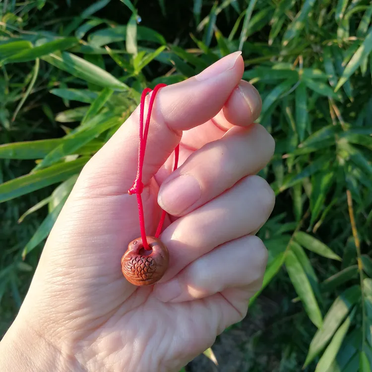 天鹅桃篮宝宝满月儿童百天生日礼物红绳天然桃核手工雕刻桃筐130