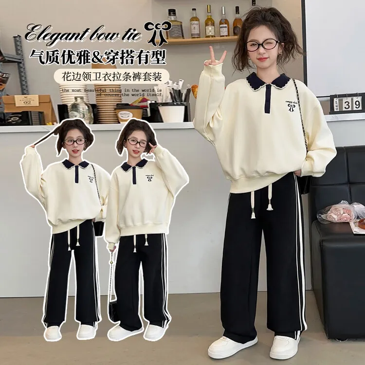 女童春装卫衣2025年新款童装洋气女孩外穿春秋儿童休闲翻领上衣潮
