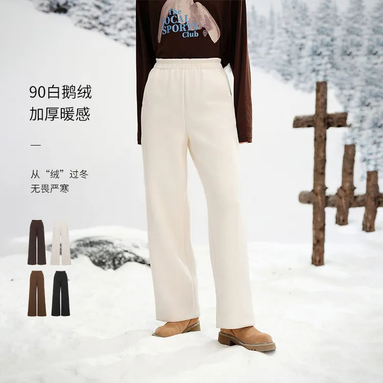 【轻暖羽绒裤】EP雅莹2025新款 90绒蓬松白鹅绒高腰直筒阔腿裤Y606A