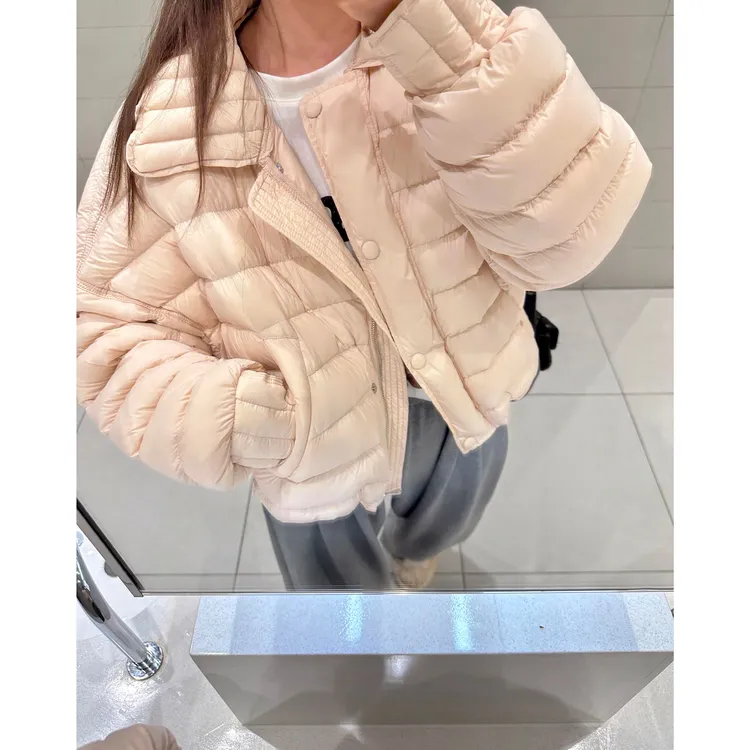 实价现货粉色短款翻领面包服冬装小个子保暖高级感宽松棉衣棉袄