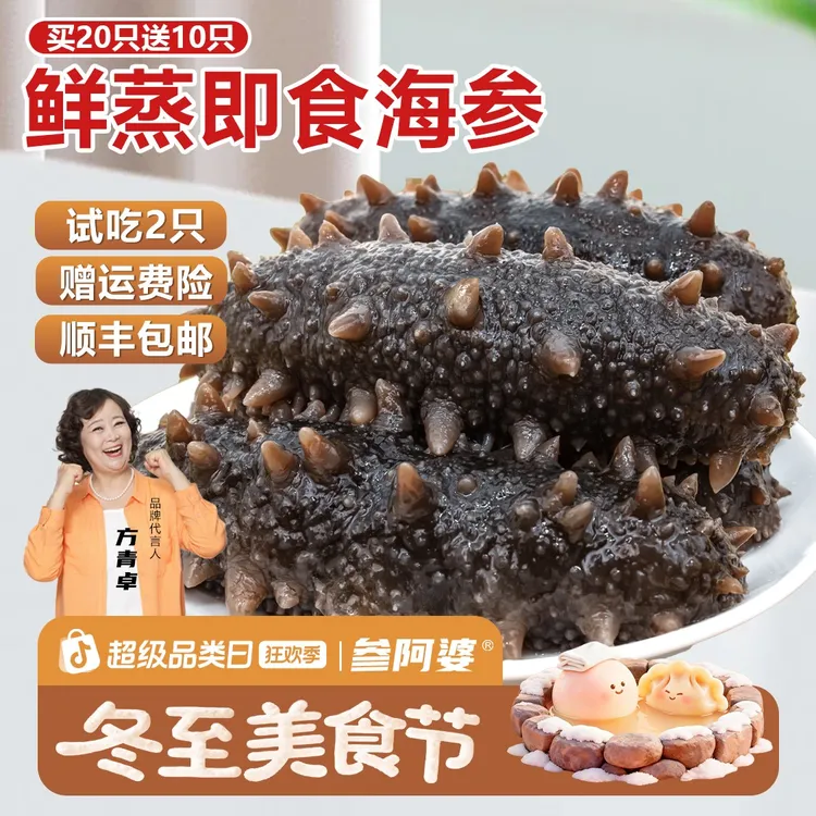 【冬至美食节】参阿婆鲜蒸海参即食新鲜海刺参买20送10头非淡干ZB-S