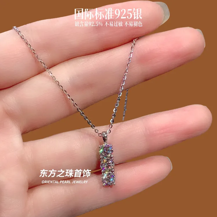 吊坠925银莫桑石 三世三世莫桑石项链夏天不掉色女款项链百搭